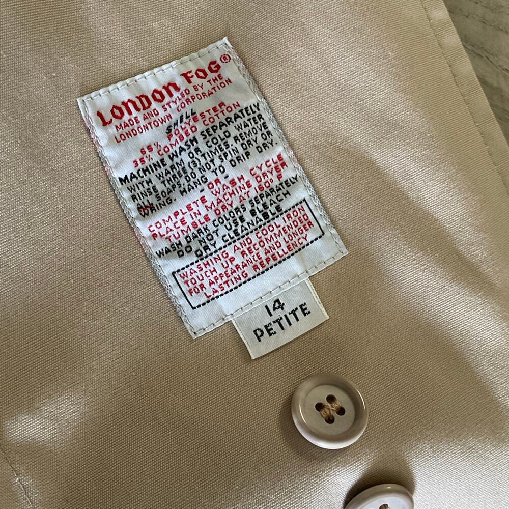 Trench Coat vintage London fog with zipper lined insert woman’s 14 petite - Picture 4 of 7